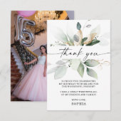 Waterverf Greenery Gold Birthday Hartelijk dank Kaart (Voorkant / Achterkant)