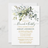 Waterverf Greenery Gold Bridal Brunch Bubble Kaart (Voorkant)