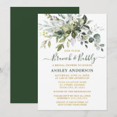 Waterverf Greenery Gold Bridal Brunch Bubble Kaart (Voorkant / Achterkant)