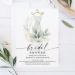 Waterverf Greenery Gold Bridal Shower Kaart<br><div class="desc">Dit elegante ontwerp is voorzien van een zacht waterverf boeket van eucalyptus, groene en goudsmeedstukken die rond een geverfde jurk worden gewikkeld. Klik Persoonlijk en "klik om verder"knoop aan te passen om de kleur van de manuscriptformulering uit te geven. Bekijk het gehele collectie voor meer overeenkomende objecten!. Bekijk het gehele...</div>