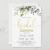 Waterverf Greenery Gold Bridal Shower Kaart (Voorkant)