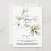 Waterverf Greenery Gold Celebration of Life Kaart (Voorkant)