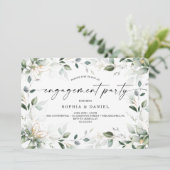 Waterverf Greenery Gold Engagement Party Kaart (Staand voorkant)