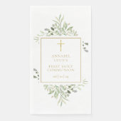 Waterverf Greenery Gold First Heilige Communie Servet (Voorkant)