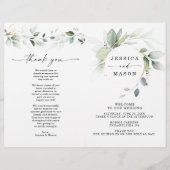 Waterverf Greenery Gold Folded Wedding Program Flyer (Voorkant)