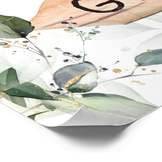 Waterverf Greenery Gold Gender onthullen Welkom Poster (Hoek)