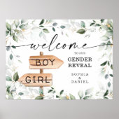 Waterverf Greenery Gold Gender onthullen Welkom Poster (Voorkant)