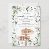 Waterverf Greenery Gold Gender onthulling Baby sho Kaart (Voorkant)