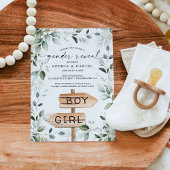 Waterverf Greenery Gold Gender onthulling Baby sho Kaart
