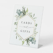 Waterverf Greenery Gold Hexagon Kaarten & cadeautj Reclamebord Met Voetstuk (Voorkant)
