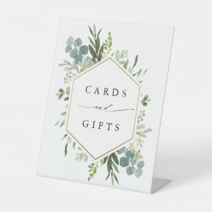 Waterverf Greenery Gold Hexagon Kaarten & cadeautj Reclamebord Met Voetstuk