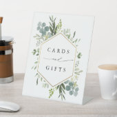 Waterverf Greenery Gold Hexagon Kaarten & cadeautj Reclamebord Met Voetstuk (Insitu)
