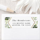 Waterverf Greenery Gold Hexagon Retutn Adres Etiket (Insitu)