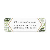 Waterverf Greenery Gold Hexagon Retutn Adres Etiket (Voorkant)