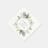 Waterverf Greenery Gold Hexagon Wedding Napkins Servet (Hoek)
