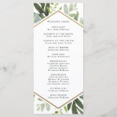 Waterverf Greenery Gold Hexagon Wedding Program Programmakaart (Achterkant)