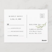 Waterverf Greenery Gold Hexagon Wedding RSVP Briefkaart (Achterkant)