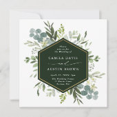 Waterverf Greenery Gold Hexagon Wedding Square Kaart (Voorkant)