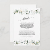 Waterverf Greenery Gold Leaves Wedding Details Informatiekaartje (Voorkant / Achterkant)