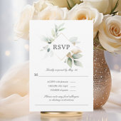 Waterverf Greenery Gold Leaves Wedding RSVP-kaart RSVP Kaartje