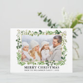 Waterverf Greenery Gold Lijst Foto met kerstmis Feestdagenkaart (Staand voorkant)