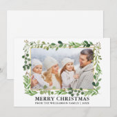 Waterverf Greenery Gold Lijst Foto met kerstmis Feestdagenkaart (Voorkant / Achterkant)