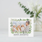 Waterverf Greenery Gold Lijst Prettige feestdagen Briefkaart (Staand voorkant)