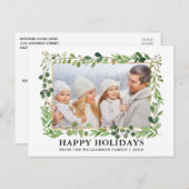 Waterverf Greenery Gold Lijst Prettige feestdagen Briefkaart (Voorkant / Achterkant)