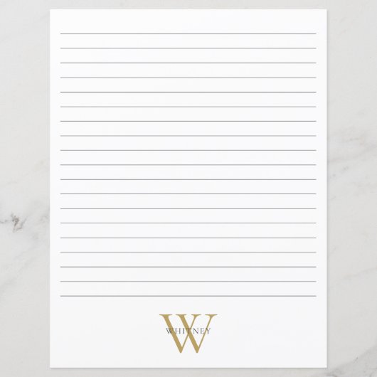 Waterverf Greenery Gold Monogram Recipcard (Achterkant)