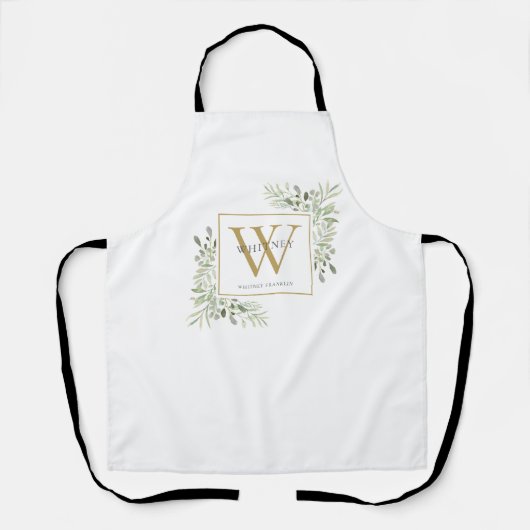 Waterverf Greenery Gold Monogram Schort (Voorkant)
