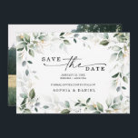 Waterverf Greenery Gold Save the Date Wedding<br><div class="desc">Dit elegante ontwerp is voorzien van een zachte waterverf van eucalyptus,  groene en goudversieringen. Klik Persoonlijk en "klik om verder"knoop aan te passen om de kleur van de manuscriptformulering uit te geven. Voeg een foto aan de rug toe! Bekijk het hele collectie voor meer overeenkomende objecten!</div>