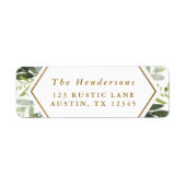 Waterverf Greenery Gold Script Retutingadres Etiket (Voorkant)