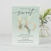 Waterverf Greenery Gold Sweet 16 Birthday Invitat Kaart (Staand voorkant)