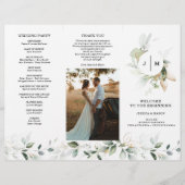 Waterverf Greenery Gold Trifold Wedding Program Flyer (Voorkant)