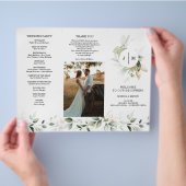 Waterverf Greenery Gold Trifold Wedding Program Flyer (Hand)