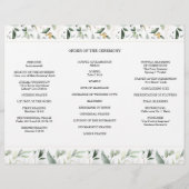 Waterverf Greenery Gold Trifold Wedding Program Flyer (Achterkant)