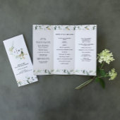 Waterverf Greenery Gold Trifold Wedding Program Flyer