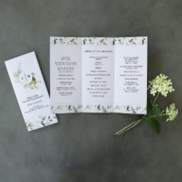 Waterverf Greenery Gold Trifold Wedding Program Flyer
