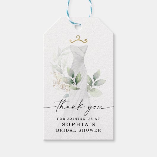 Waterverf Greenery Gold Vrijgezellenfeest Hartelij Cadeaulabel (Voorkant)