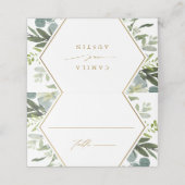 Waterverf Greenery Gold Wedding Persoonlijk Plaatskaartje (Buitenkant ongevouwen)