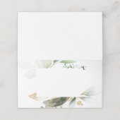 Waterverf Greenery Gold Wedding Place Card Plaatskaartje (Buitenkant ongevouwen)