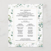 Waterverf Greenery Gold Wedding Program Budget Flyer (Achterkant)