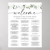 Waterverf Greenery Gold Wedding Seating Chart Poster (Voorkant)