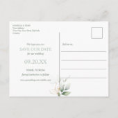 Waterverf Greenery Gold Wreath FOTO Aankondigingskaart (Achterkant)