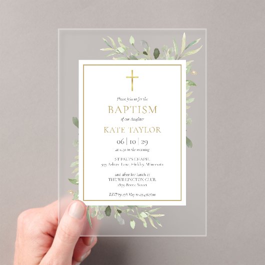 Waterverf Greenery Gouden doop doop doop Acryl Uitnodigingen (Insitu (Draagbaar))