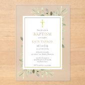 Waterverf Greenery Gouden doop doop doop Acryl Uitnodigingen (Voorkant)