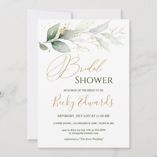 Waterverf Greenery/gouden Vrijgezellenfeest Kaart (Voorkant)