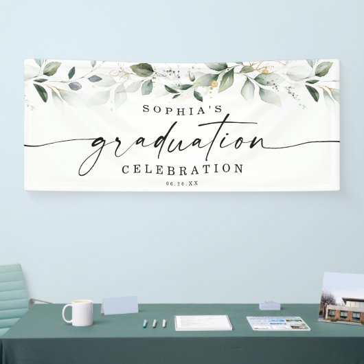 Waterverf Greenery Graduy Party Welkom Spandoek (Beurs)