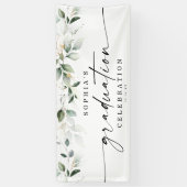 Waterverf Greenery Graduy Party Welkom Spandoek (Verticaal)