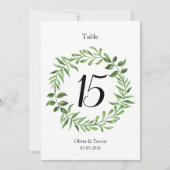 Waterverf Greenery Groene krans Tafelnummers (Voorkant)